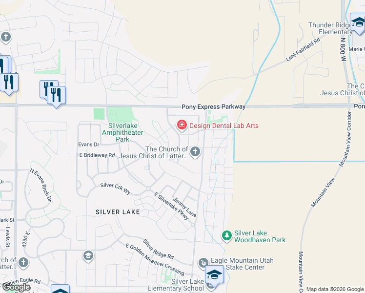 map of restaurants, bars, coffee shops, grocery stores, and more near 7822 North Copperbend Road in Eagle Mountain
