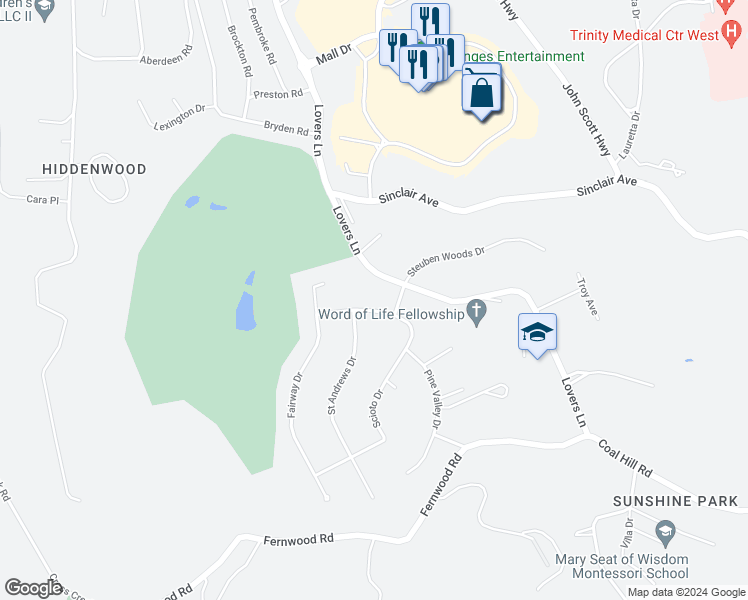 map of restaurants, bars, coffee shops, grocery stores, and more near 4508 Scioto Drive North in Steubenville