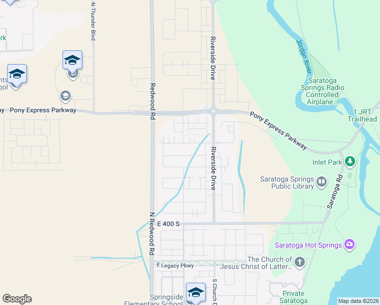map of restaurants, bars, coffee shops, grocery stores, and more near W 7105 N in Saratoga Springs
