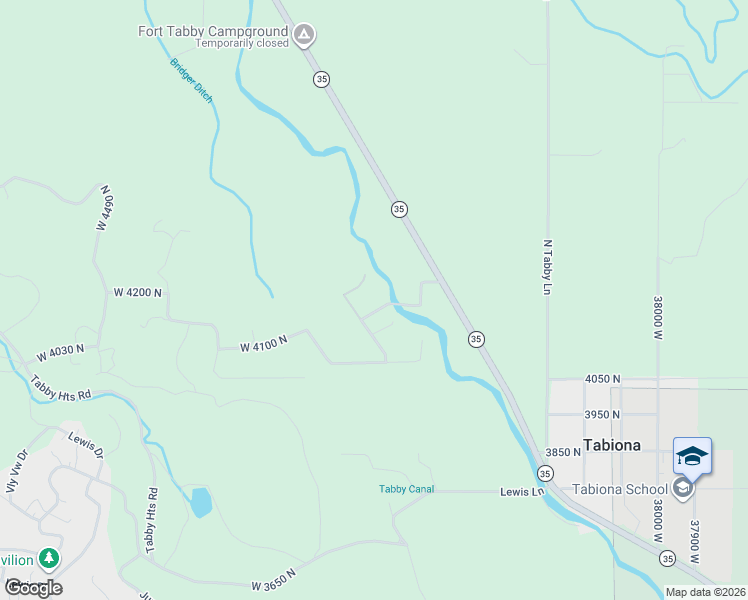 map of restaurants, bars, coffee shops, grocery stores, and more near 4128 North Cobblestone Way in Tabiona