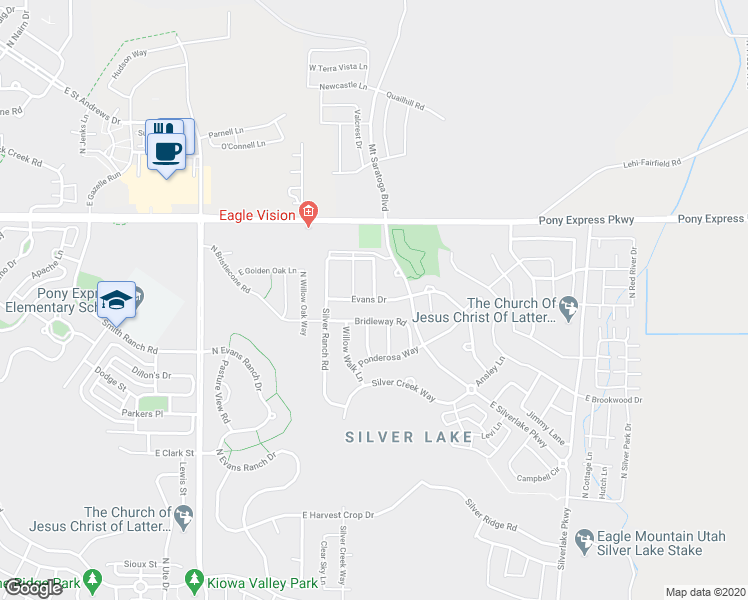 map of restaurants, bars, coffee shops, grocery stores, and more near 7847 Cedar Crest Drive 4560 East in Eagle Mountain