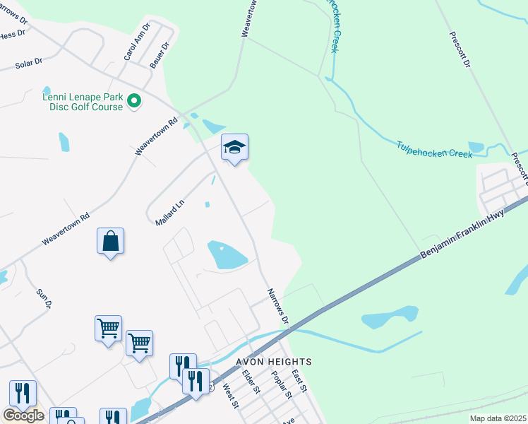 map of restaurants, bars, coffee shops, grocery stores, and more near 18 Penny Lane in Lebanon
