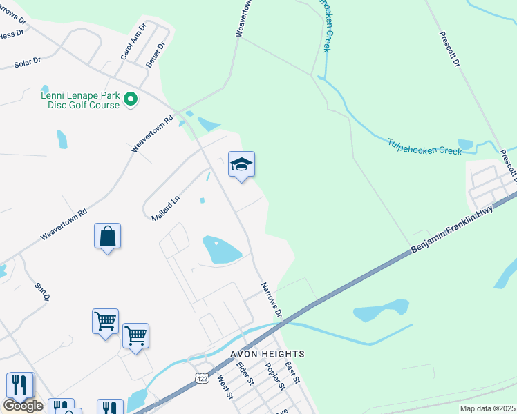 map of restaurants, bars, coffee shops, grocery stores, and more near 18 Penny Lane in Lebanon