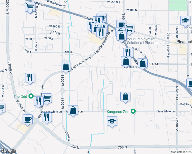 map of restaurants, bars, coffee shops, grocery stores, and more near 336 South 930 West in Pleasant Grove