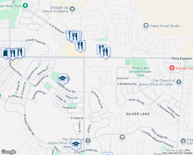 map of restaurants, bars, coffee shops, grocery stores, and more near 7807 North Bristlecone Road in Eagle Mountain