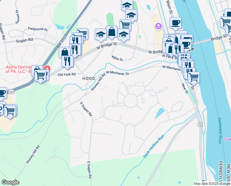 map of restaurants, bars, coffee shops, grocery stores, and more near 6A Darien in New Hope