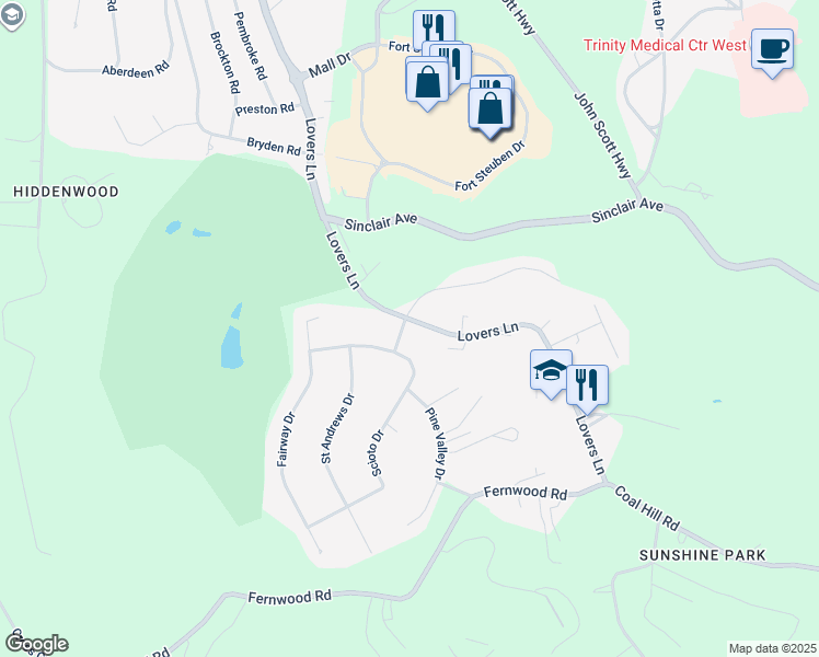 map of restaurants, bars, coffee shops, grocery stores, and more near 4600 Scioto Drive in Steubenville