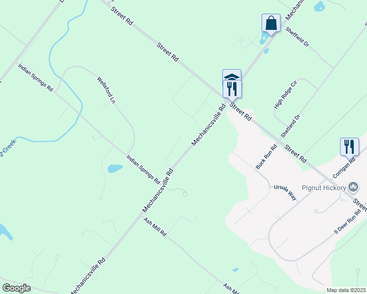 map of restaurants, bars, coffee shops, grocery stores, and more near 5728 Mechanicsville Road in Doylestown