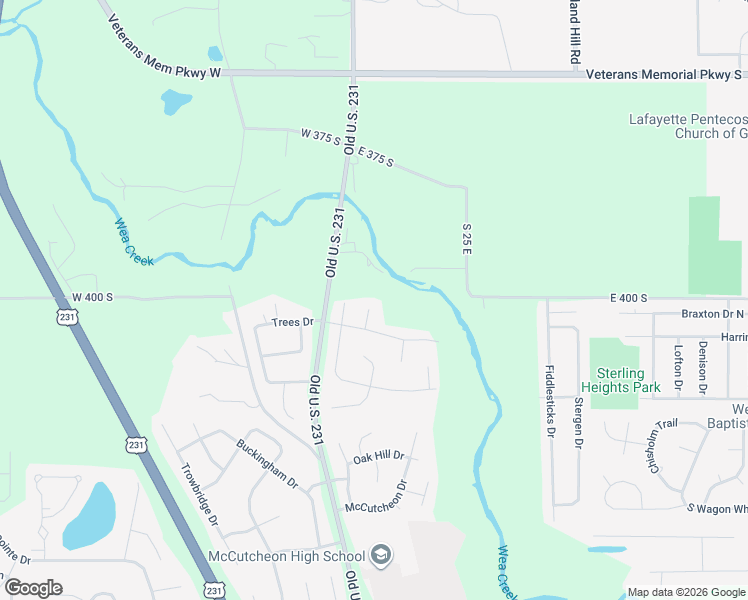 map of restaurants, bars, coffee shops, grocery stores, and more near 108 Creekview Drive in Lafayette