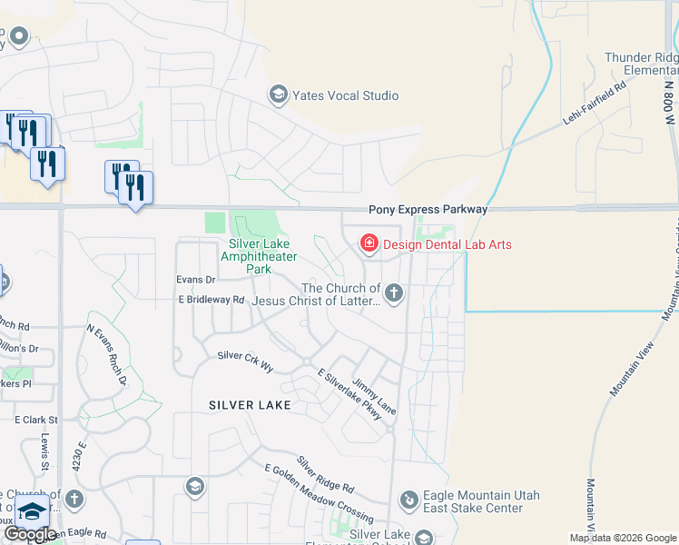 map of restaurants, bars, coffee shops, grocery stores, and more near 7847 Sagebrush Lane in Eagle Mountain