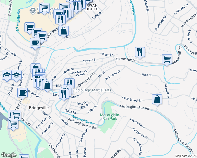 map of restaurants, bars, coffee shops, grocery stores, and more near 1313 Main Street in Bridgeville