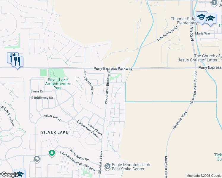 map of restaurants, bars, coffee shops, grocery stores, and more near 7845 Santa Clara Drive in Eagle Mountain