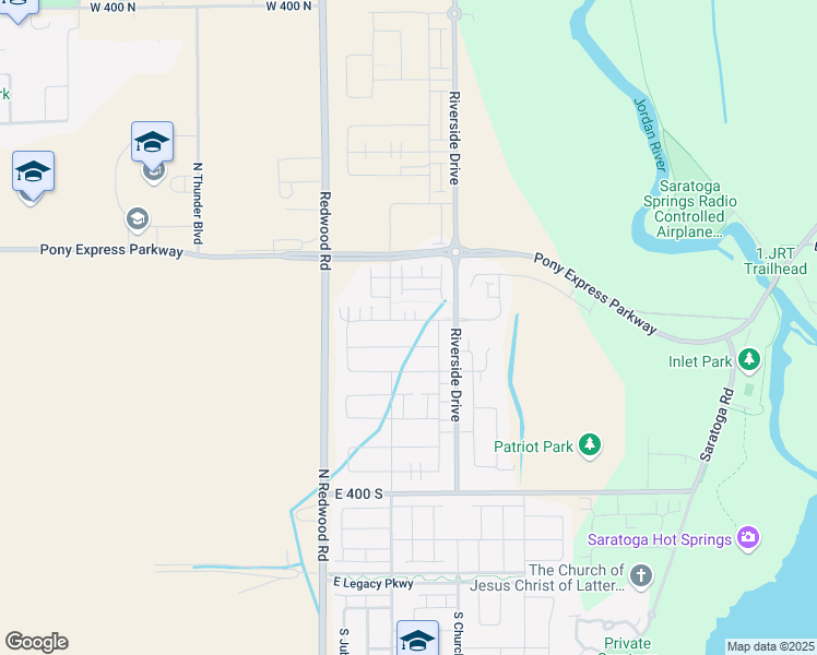 map of restaurants, bars, coffee shops, grocery stores, and more near W 7105 N in Saratoga Springs