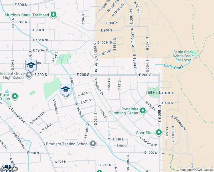 map of restaurants, bars, coffee shops, grocery stores, and more near 286 South 1150 East in Pleasant Grove