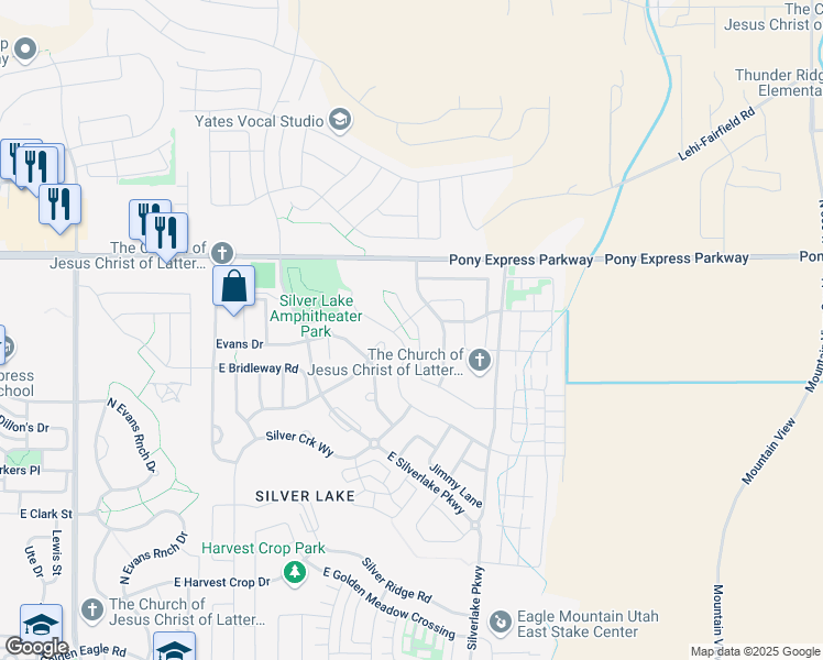 map of restaurants, bars, coffee shops, grocery stores, and more near 7859 Sagebrush Lane in Eagle Mountain