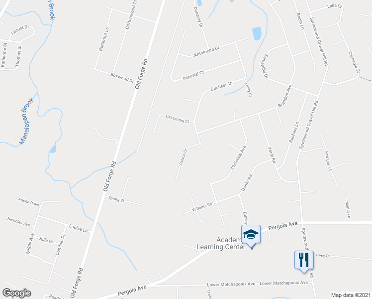 map of restaurants, bars, coffee shops, grocery stores, and more near 9 Palace Court in Monroe Township