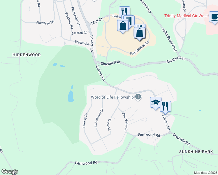 map of restaurants, bars, coffee shops, grocery stores, and more near 483 Lovers Lane in Steubenville