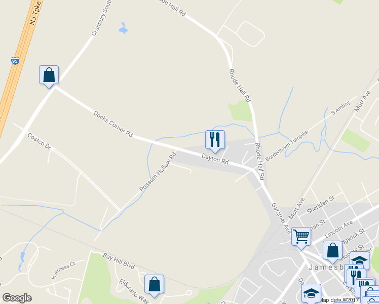 map of restaurants, bars, coffee shops, grocery stores, and more near 235 Dayton Road in Jamesburg