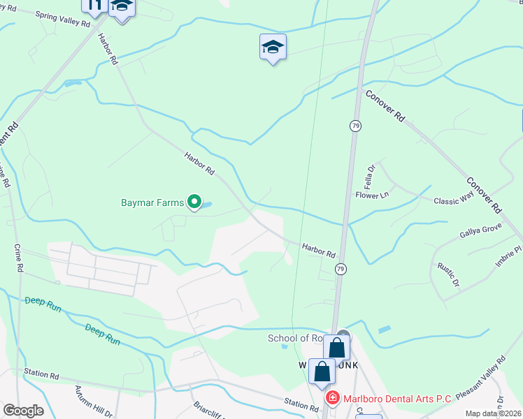 map of restaurants, bars, coffee shops, grocery stores, and more near 39 Harbor Road in Marlboro