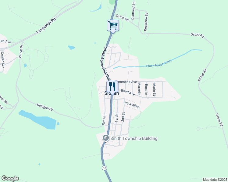 map of restaurants, bars, coffee shops, grocery stores, and more near 1944 Smith Township State Road in Slovan
