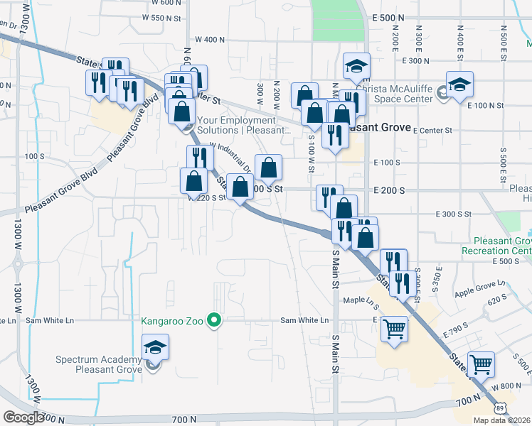 map of restaurants, bars, coffee shops, grocery stores, and more near 234 West 1080 North in American Fork