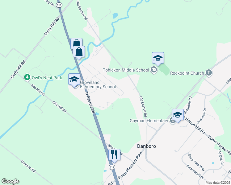 map of restaurants, bars, coffee shops, grocery stores, and more near 5110 Winterberry Drive in Doylestown