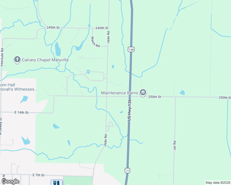 map of restaurants, bars, coffee shops, grocery stores, and more near 28000-28198 249th Street in Maryville