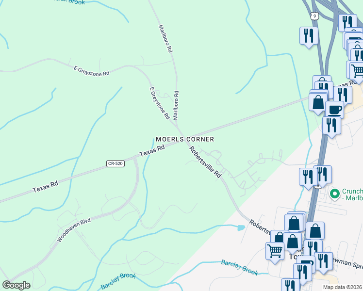 map of restaurants, bars, coffee shops, grocery stores, and more near in Old Bridge