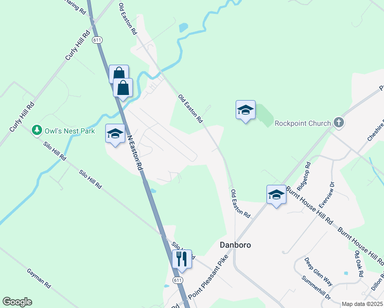 map of restaurants, bars, coffee shops, grocery stores, and more near 5110 Winterberry Drive in Doylestown