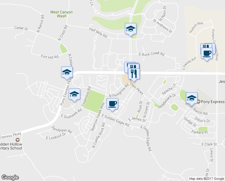 map of restaurants, bars, coffee shops, grocery stores, and more near 7872 Dornock Drive in Eagle Mountain