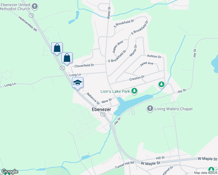 map of restaurants, bars, coffee shops, grocery stores, and more near 2085 Water Street in Lebanon