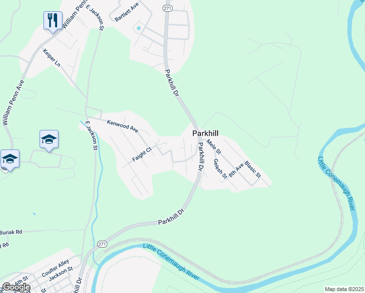 map of restaurants, bars, coffee shops, grocery stores, and more near 315 Ivy Street in Parkhill