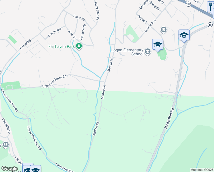 map of restaurants, bars, coffee shops, grocery stores, and more near 509 McKee Road in White Oak