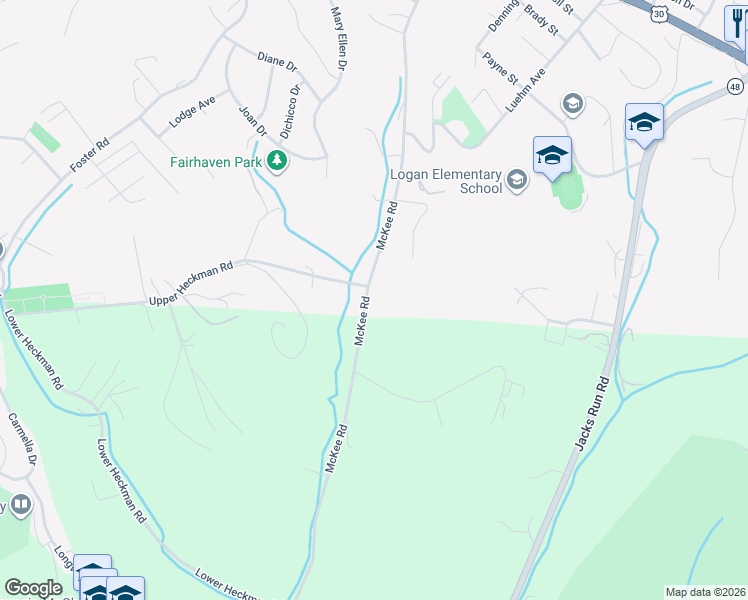 map of restaurants, bars, coffee shops, grocery stores, and more near 509 McKee Road in White Oak