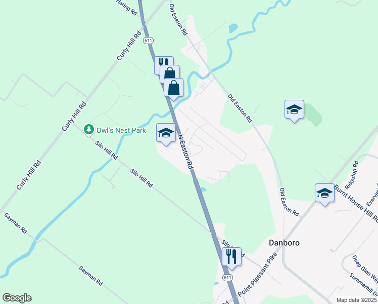 map of restaurants, bars, coffee shops, grocery stores, and more near 1081 North Easton Road in Doylestown