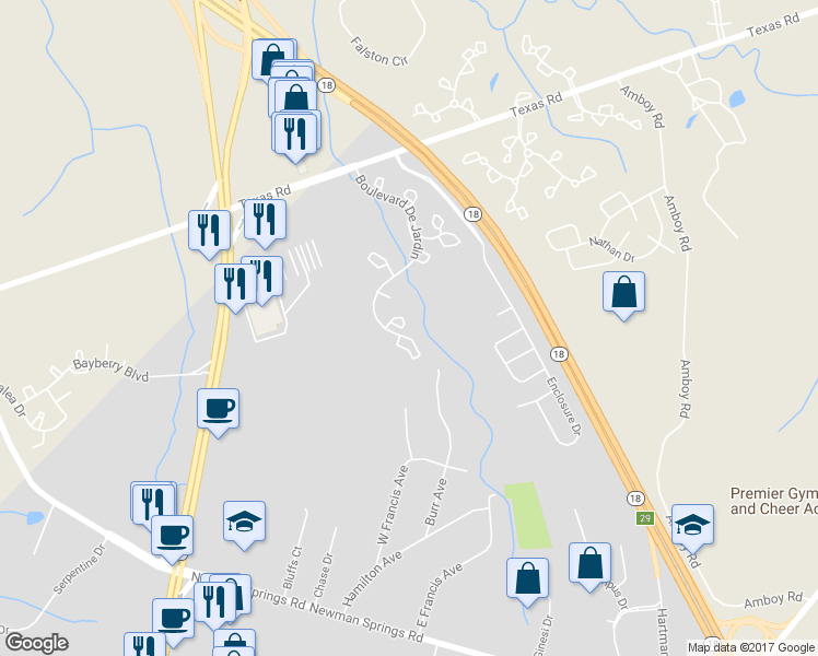 map of restaurants, bars, coffee shops, grocery stores, and more near 1057 Roseberry Court in Marlboro