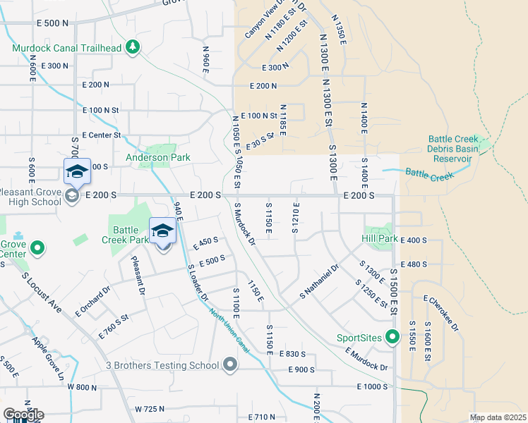 map of restaurants, bars, coffee shops, grocery stores, and more near 286 South 1150 East in Pleasant Grove