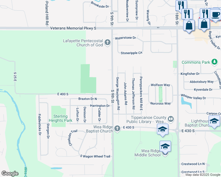map of restaurants, bars, coffee shops, grocery stores, and more near 3930 S 9th St in Lafayette