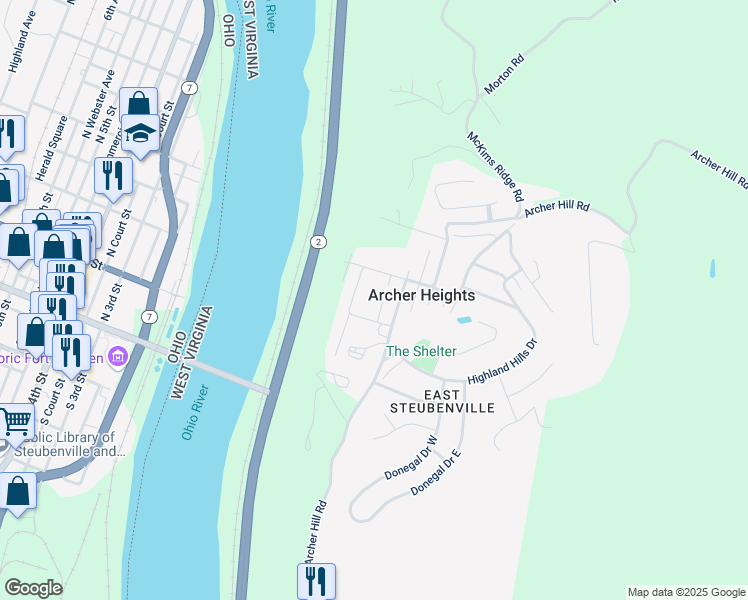 map of restaurants, bars, coffee shops, grocery stores, and more near 43 Finley Boulevard in Colliers