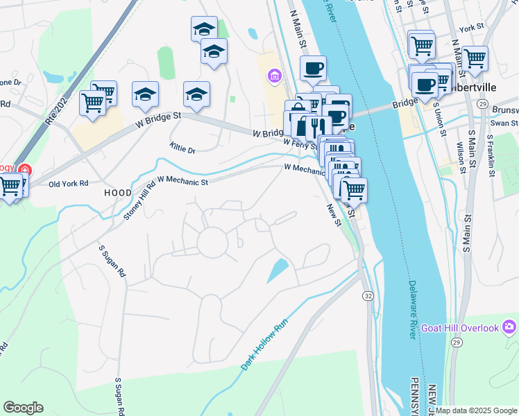 map of restaurants, bars, coffee shops, grocery stores, and more near 8 Smoke Rise in New Hope