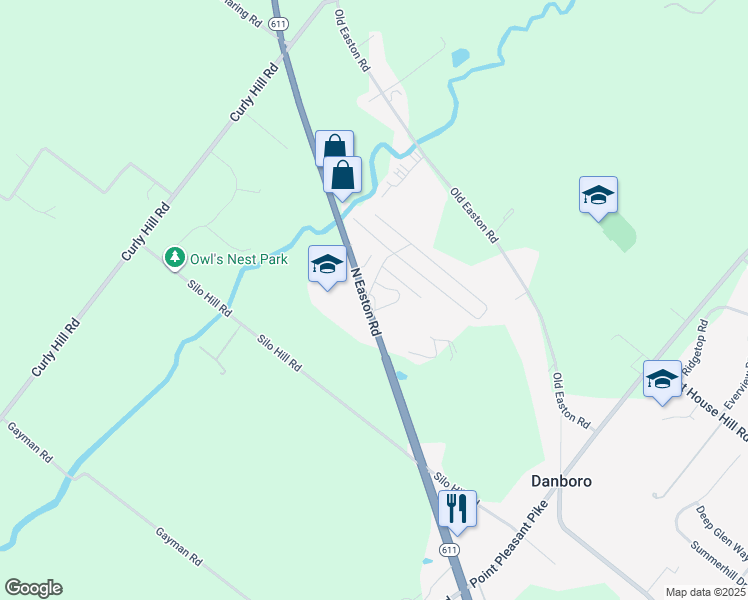 map of restaurants, bars, coffee shops, grocery stores, and more near 1081 North Easton Road in Doylestown