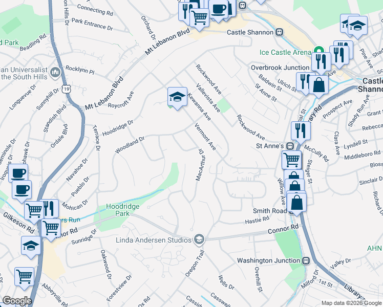 map of restaurants, bars, coffee shops, grocery stores, and more near 840 MacArthur Drive in Pittsburgh