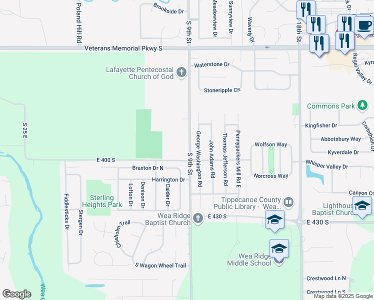 map of restaurants, bars, coffee shops, grocery stores, and more near 3930 S 9th St in Lafayette
