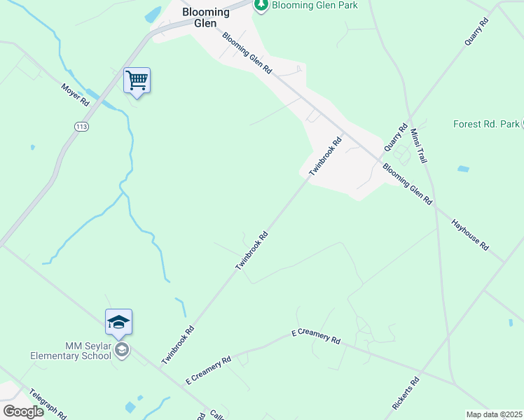 map of restaurants, bars, coffee shops, grocery stores, and more near 404 Twinbrook Road in Perkasie