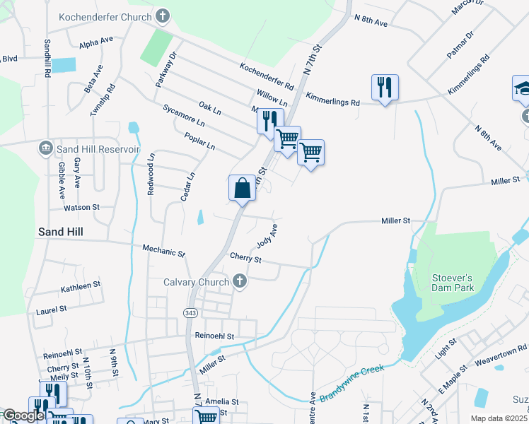map of restaurants, bars, coffee shops, grocery stores, and more near 1610 Jody Avenue in Lebanon