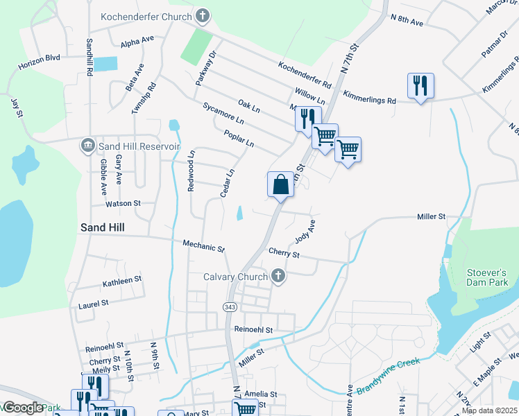 map of restaurants, bars, coffee shops, grocery stores, and more near 25 Hawk Lane in Lebanon