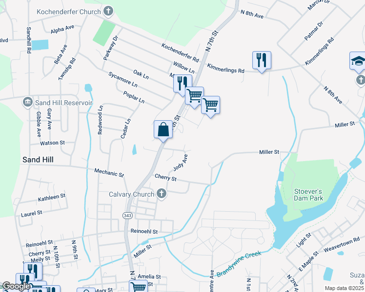 map of restaurants, bars, coffee shops, grocery stores, and more near 1610 Jody Avenue in Lebanon
