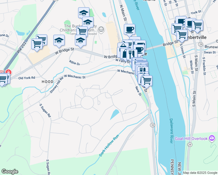 map of restaurants, bars, coffee shops, grocery stores, and more near 13 Smoke Rise in New Hope