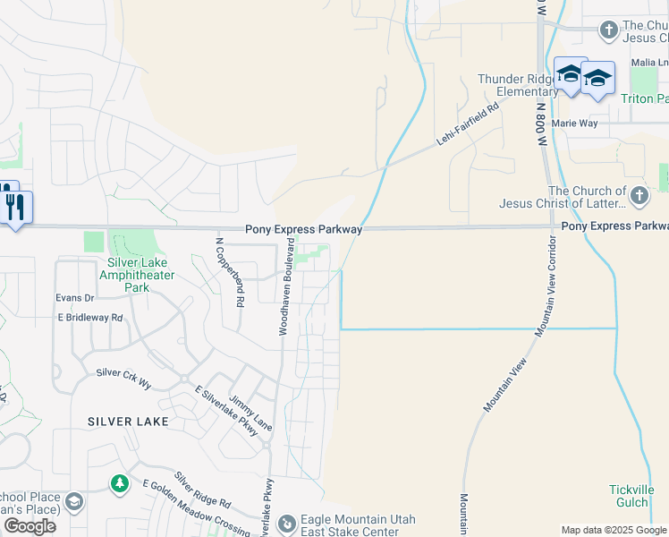 map of restaurants, bars, coffee shops, grocery stores, and more near 7904 North Red River Drive in Eagle Mountain