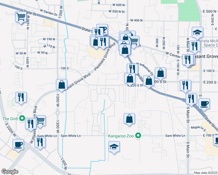 map of restaurants, bars, coffee shops, grocery stores, and more near 808 West 260 South in Pleasant Grove